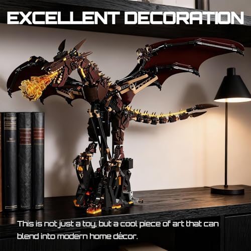 HJPLPXH Mechanical Fire Dragon Building Set with LED Light & Display Stand - style: Flame Dragon
