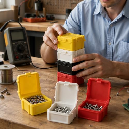 4 Pcs Stackable Small Parts Organizer, Snap Lock Seal Bin for Screws Nuts Electronics Hardware Storage (Mixed Colors) - color: Mixed Colors