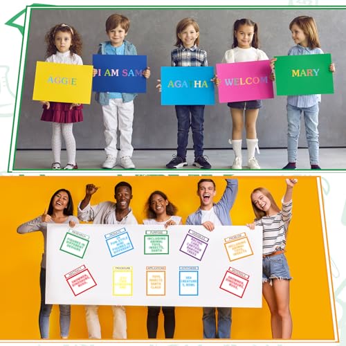PerKoop 36 Sheets Science Fair Board Poster Boards Supplies 24 Self Adhesive Presentation Subtitles 4 Science Fair Project Titles 8 Personalized Letter Sticker for Classroom(Colorful) - color: Colorful