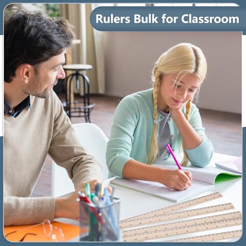 40 Pack Wooden Rulers, 12 Inch/30 cm, Double-Sided for Classroom