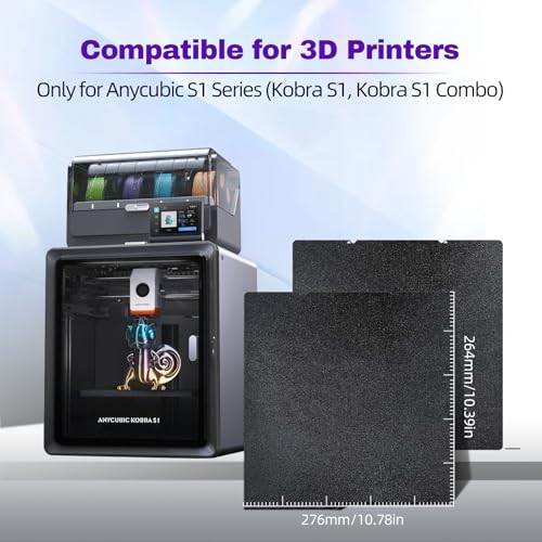 IdeaFormer-3D Kobra S1 X PEI Spring Steel Sheet 264x276mm, Double Sided Textured PEI Build Plate for Anycubic Kobra S1, X, Combo 3D Printer Platform - color: Textured Black PEI (Double Sided)