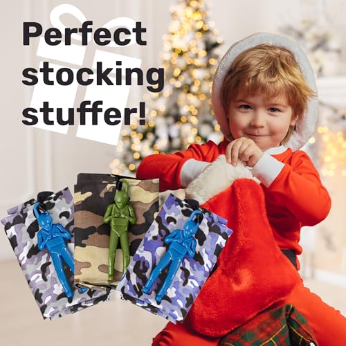 NUTTY TOYS Army Parachute Toys for Kids - Tangle Free Outdoor Flying Parachute Men, Best Small Outside Toys for 4 5 6 7 8 9 10 11 12 Year Old, Top Christmas Stocking Stuffers Idea 2026 Unique Boy Gift - color: Arctic Camo