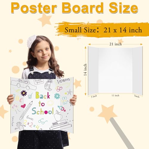 AKONEGE 3Pcs Small Trifold Poster Board, 21 x 14 inches White Tri Fold Poster Boards Corrugated Presentation Board Science Fair Display Boards for School Fun Projects, Exhibitions and Business - color: White, size: Small-21 X 14 inches