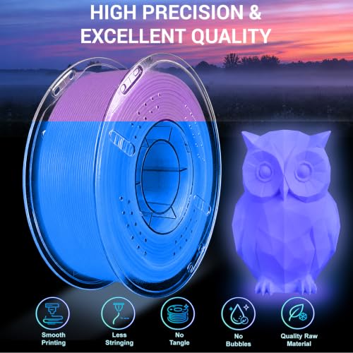 Glow in the Dark PLA+ Filament, 1KG(2.2lbs), Blue Purple, 1.75mm - color: Blue Purple