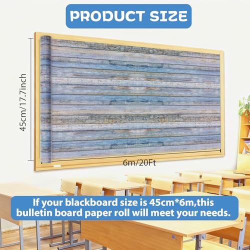 Qyeahkj 17.7in x 20ft Bulletin Board Paper Roll Bulletin Board Background Paper Fade Resistant Classroom Decoration Poster Art Craft Home Wall Education Decor Supplies Patterned Wood Grain - style: Patterned Wood