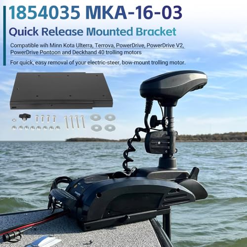 For Minn Kota MKA-16-03 Quick Release Bracket 1854035 fits Ulterra, Terrova, Deckhand 40, PowerDrive, PowerDrive V2 /Pontoon Trolling Motor Mount Bracket, Black Aluminum