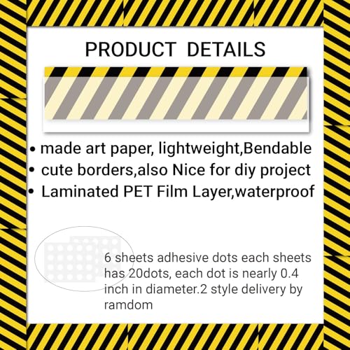 68 Ft Construction Bulletin Board Borders Colorful Construction Classroom Decorations Wall Border Trims for Whiteboard Chalkboard Office Home Back to School (Yellow Stripes) - color: Multicolor 1