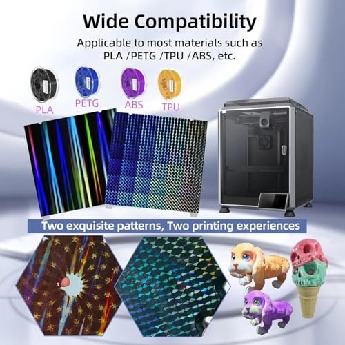 IdeaFormer-3D Smooth H1H Build Plate 235x235mm, Rainbow Streak+Phantom Beam H1H Spring Steel Bed Plate with Magnetic Build Plate for Creality K1/K1 SE/K1C/Ender 3 S1/Pro/Ender 3 V3 SE/KE/Ender 5 S1 - color: Rainbow Streak+Phantom Beam H1H