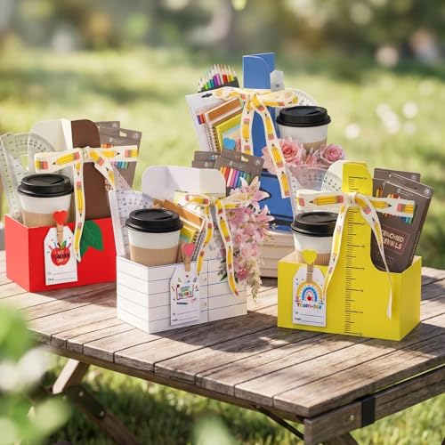 24 Set Back to School Teacher Gifts, 2 Cup Drink Carrier with Handle