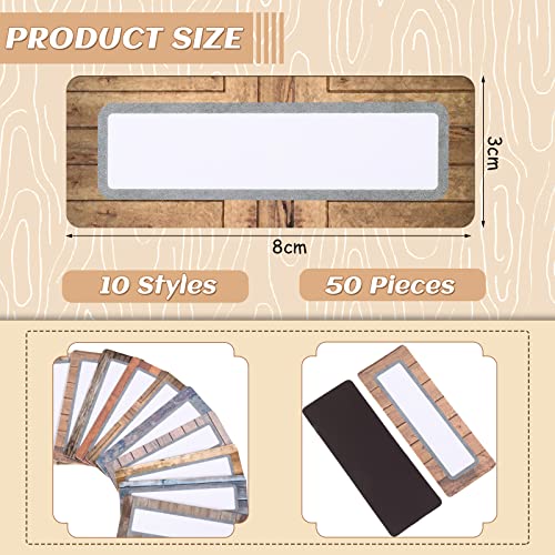 Spakon 50 Pcs Magnetic Name Tags Home Classroom Decor, Wooden Style - style: Wooden Style