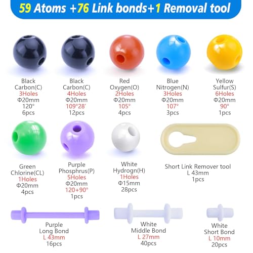 Chemistry Molecular Model Kit (136 Pcs) for Student and Teacher - color: 136pcs Kit