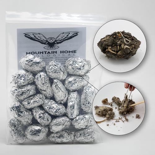 Barn Owl Pellets, Pack of 20 Large Pellets and Bone Sorting Guide, Individually Foil Wrapped & Pre-Graded, Science Classroom Hands On Dissection Kit