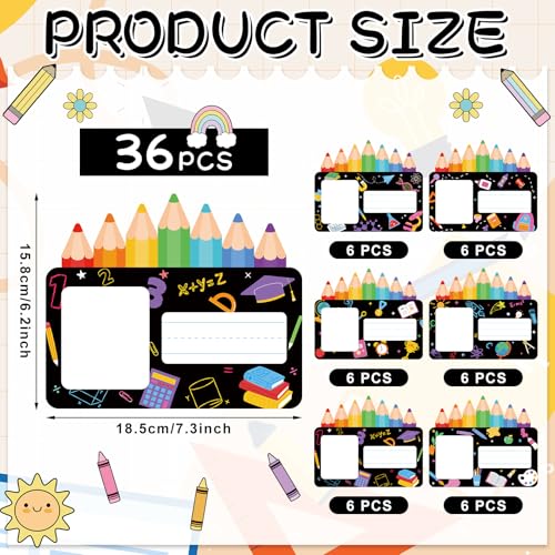 36 Pcs Pencil Cubby Name Tags for Kids, Crayon Name Labels with Photo Space
