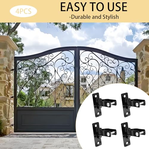 4-Pack Black Male Gate Hinges for Chain Link Fence, 1-3/8" OD Pipe Fit, 5/8" Pin, Ideal for Outdoor Farm Gates, Fences & Barn Doors