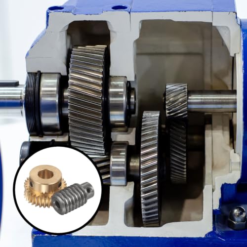 uxcell Worm Gear Set 30T 1 Module 30:1 Reduction Rate, 12mm/6mm Bore - size: 12mm/6mm Bore (1Mod 30T)