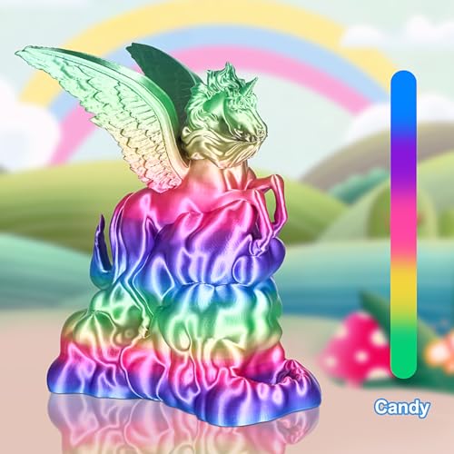 ERYONE Silk Rainbow 3D Printer PLA Filament 1.75 +/- 0.03mm, Shiny Multicolor Filament PLA Fast Color Change 1KG(2.2LBS), Candy Rainbow - color: Silk Rainbow Candy, size: 1KG