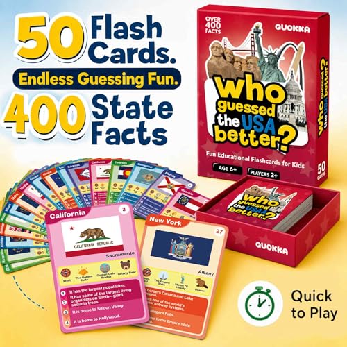 Who Guess It Better USA States - Geography Learning Card Set, 50 Cards - color: Usa