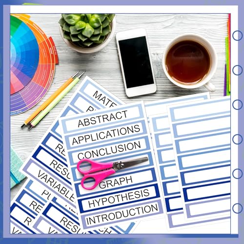 Kolldenn 20 Sheets Self Adhesive Presentation Science Subtitles Blank Science Fair Display Boards Labels Fair Board Supplies Titles for Classroom(Gradient Blue)