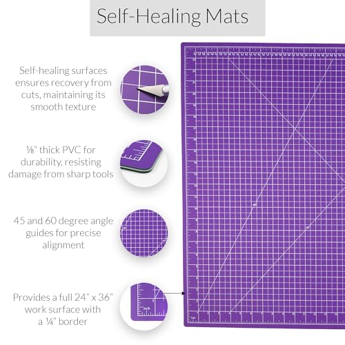 Breman Precision 24x36 Large Self Healing Cutting Mat Purple/Gray for Craft - color: Purple/Gray, size: 24x36