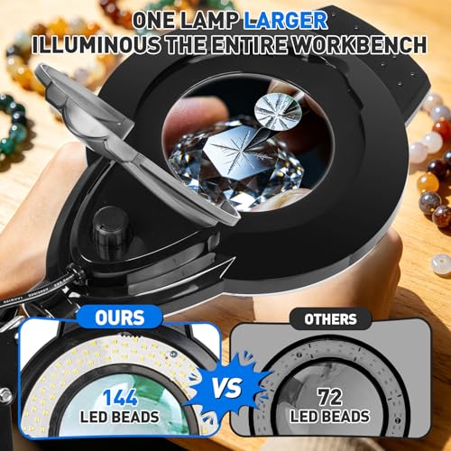 KIRKAS LED Magnifying Lamp with Clamp, 2,200 Lumens Dimmable 35in 12X 30X - size: 35in-2