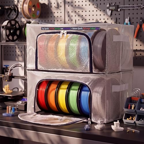 6 Pack 3D Printer Filament Storage Boxes, Holds up to 42 Rolls