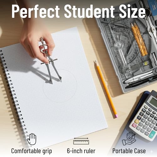 Mr. Pen- Geometry Set, 15 pcs, Purple, 6 Inch Swing Arm Protractor, Divider - color: Purple
