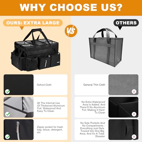 Large Cleaning Caddy For Cleaning Supplies,Cleaning Bag With Waist Belt & Shoulder Straps, Detachable Divider,Cleaning Supply Caddy For Housekeepers & Cleaners - color: Black, size: Large