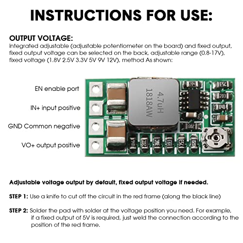 Weewooday 10 Pcs Buck Converter 5V Regulator, 12V 24V to 5V 3A