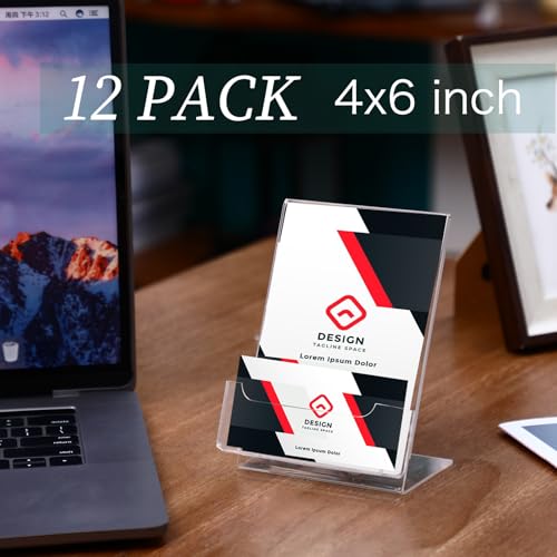 6 Pcs Acrylic Sign Holder Business Card Holder, 4 x 6 Inch, Side Insert - color: Side Insert, size: 4 x 6 Inch