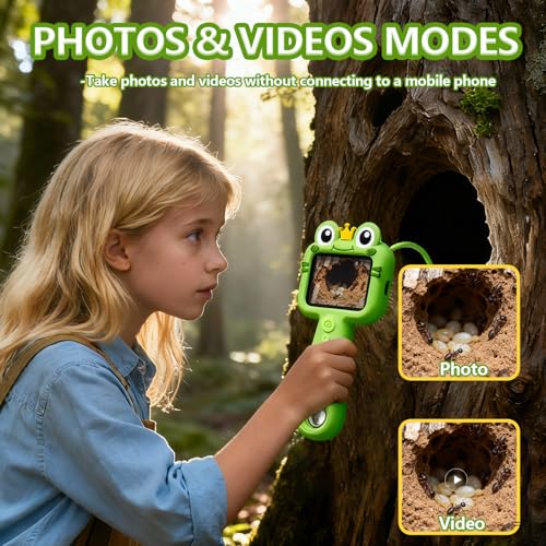 Borescope Camera with Light for Kids - STEM Science Educational Toy for 4-10 12Years Old, Educational Boys Girls Birthday Gift, Snake Scope Camera for Outdoor Camping Nature Exploration (Green) - color: Green