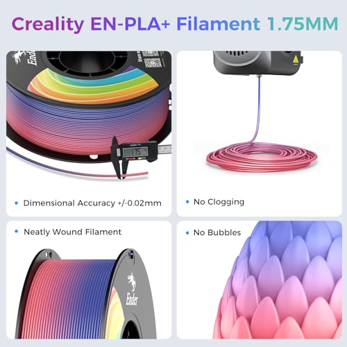 Creality 3D Printer Filament PLA 1.75mm 4KG, Rainbow Upgrade PLA+ Filament Strong Toughness No-Tangling Vacuum Packaging 3D Printing Filament Fit Most 3D Printers - color: Pla+-2*white+2*rainbow