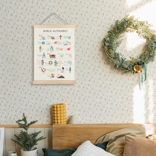 Supwhd Bible Verse Posters for Kids, Bible Alphabet Poster Hanger Frame, Christian Classroom Decor, Alphabet Wall Decor for Classroom Church School Christian Home, 12x16 Inches - color: Bible Alphabet, size: 12 x 16 inches