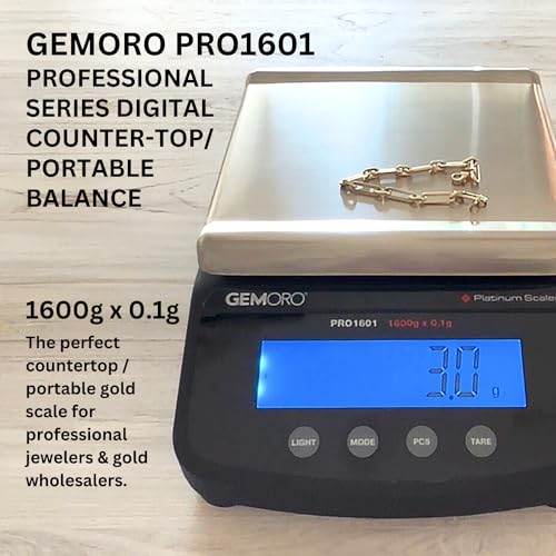 GemOro Platinum PRO1601 Professional Jewelry Scale, 1600g x 0.1g