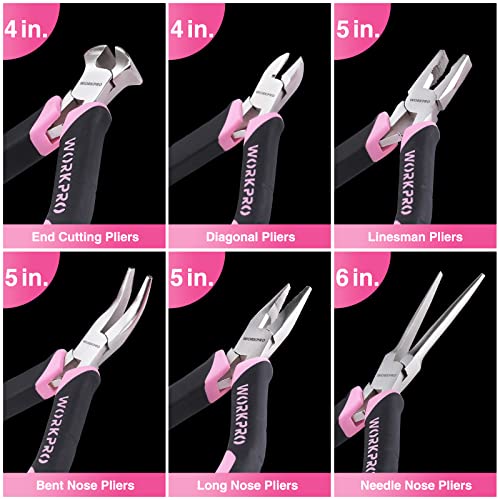 WORKPRO 6-Piece Mini Pliers Set - color: Pink