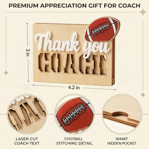 Thanks Football Coach Card Holder Great for Basketball Holders Featuring - color: Brown Football
