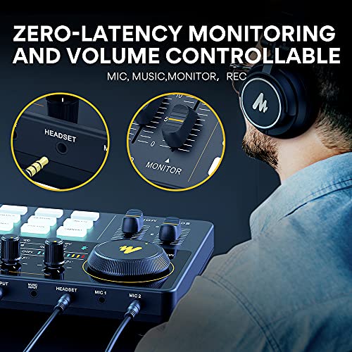 MAONO Podcast Equipment Bundle with Audio Mixer & 3.5mm Mic for Streaming - color: AU-AM200-S6 Black