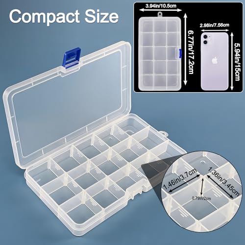 Qualsen Bead Organizer Box with Adjustable Dividers, 15 Girds, 8 Pack - size: 15 Gird-8pcs