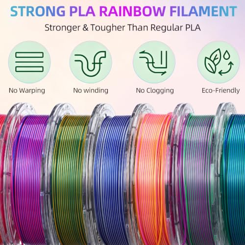 Silk PLA 3D Printer Filament Bundle, Dual Color 8 Rolls, 1.75mm - color: Silk Dual Color-8 Colors, size: 2KG
