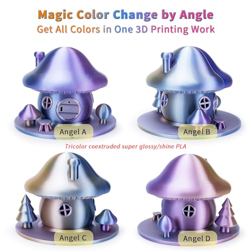 ZIRO PLA Filament 3-in-1, 1.75mm 1kg, Color Change by Angle, Moonlit Lake - color: Moonlit Lake(silk)