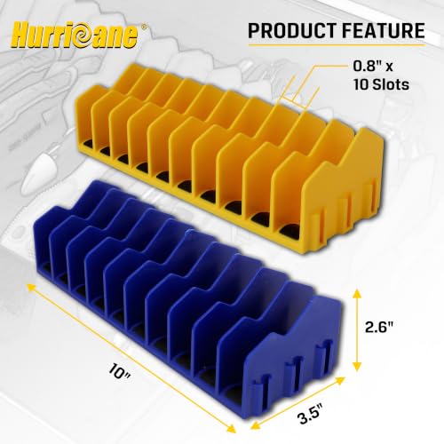 HURRICANE Pliers Organizer Rack, Pliers Cutters Organizer with Non-Slip Rubber Base, Keep Tools Organized in Drawers, 2 Pack, Extendable Design, Fit 3'H Drawers and More(Yellow and Blue) - color: Yellow & Blue