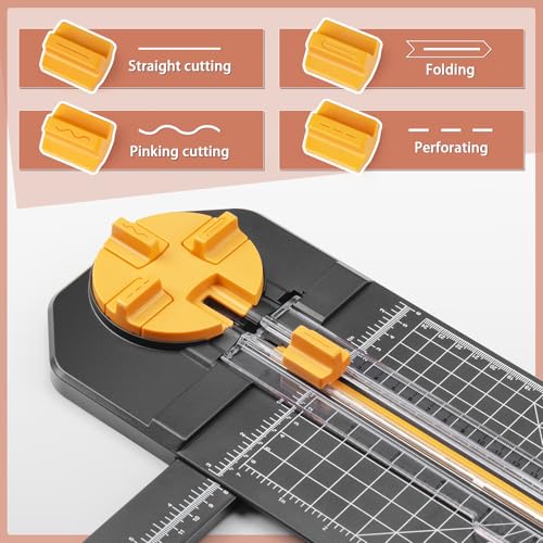 Worklion Scrapbooking Cutting Tool: Paper Cutter 4 in 1 for Craft Edges, Straight,Perforator,Scorer and Wavy on Paper,Cardstock,Ticket,Photo,Coupon,Vinyl,Letter,Postcard,12 inch Cutting Length,Black - color: Black