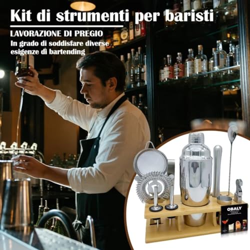 Cocktail Shaker Set Drink Shakers Bar Cart Accessories - color: Silver