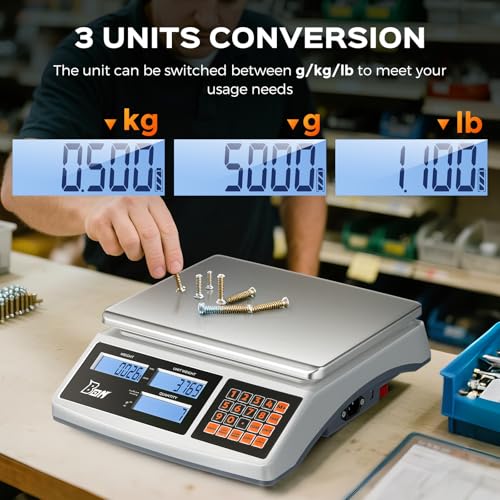 Bonvoisin Counting Scale 30kg/66lb x 0.1g Digital Inventory Industrial Scale with Battery for Small Parts Tickets Pieces