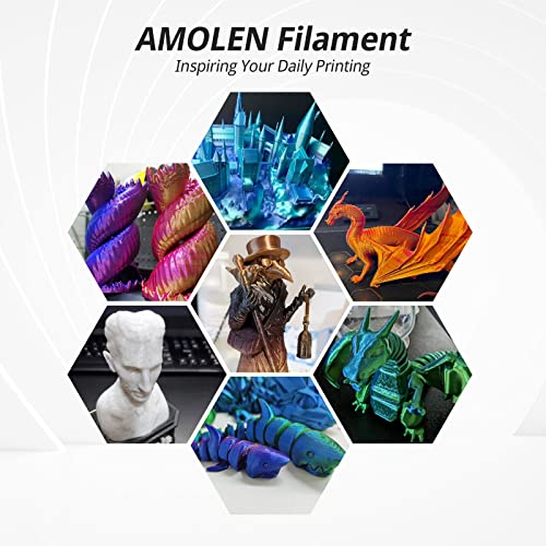 AMOLEN PLA 3D Printer Filament PLA Filament 1.75mm Silk Filament Bundle,Gold, Silver,Bronze, Red Copper,3D Printing Filament Bundle, 200gX 4 Spools - color: Gold/Silver/Bronze/Red Copper