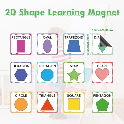 Shape Posters,Magnetic 2D Shapes Learning Cards for Preschoolers - color: Shapes