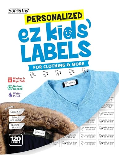 120 Custom Personalized Waterproof Name Labels - Stethoscope Icon | Self Stick | Clothing, School, Camp, Toys, All Purpose | Ez Kids and All Ages | Washer, Dryer & Dishwasher Safe | No-Iron - color: Stethoscope