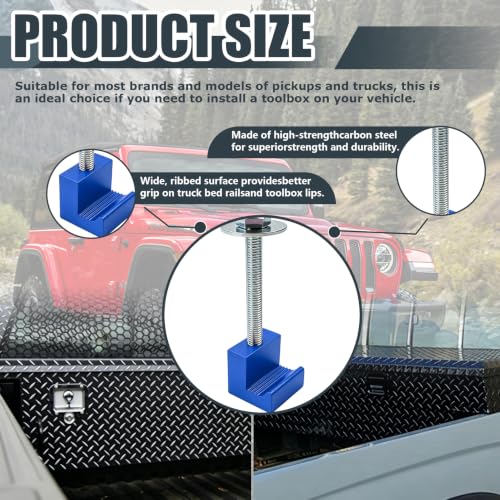 Truck Tool Box Tie Down, Toolbox Mounting Kit, Universal Fit Toolbox Tie Downs Crossover with Screws and Washers, Upgraded J Hook Crossover Tool Box fit for Pickup Truck Tool Box Mount Tie Down - color: Blue