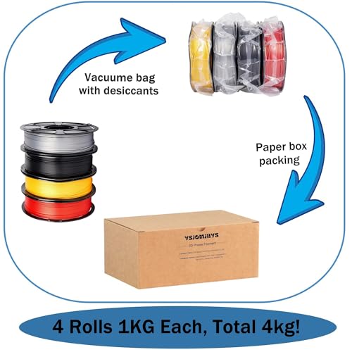 Silk PLA Filament Bundle 4kg, Shiny 3D Printer Filament 1.75mm - color: Silk Gold+silver+red+black