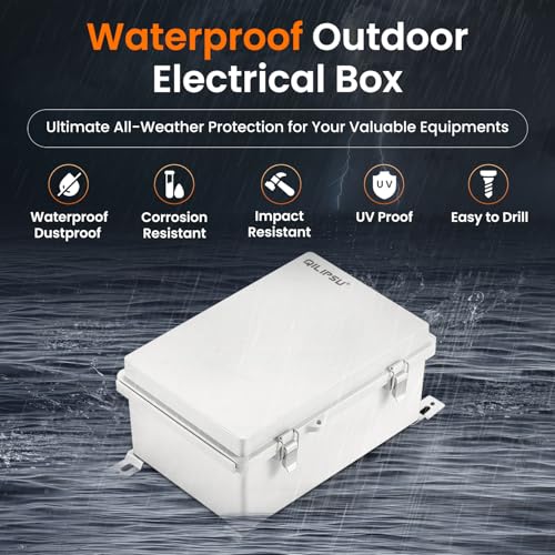 QILIPSU Outdoor Electrical Box Waterproof Junction Box 11.2"x7.7"x5.1" - color: Grey, size: 11.2"x7.7"x5.1"