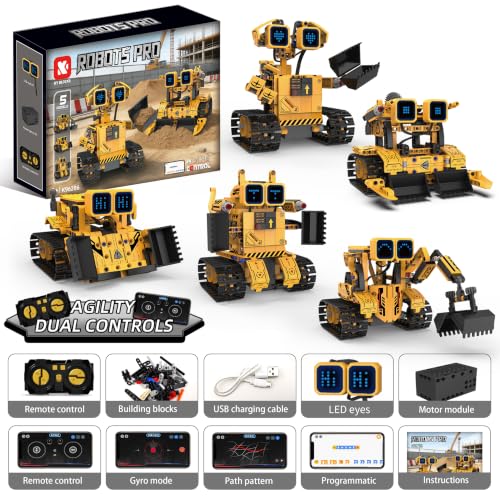 5-in-1 Excavator Robot Kit for Kids 6-12, STEM Coding Building Toy - size: K96286